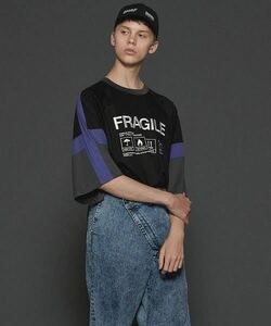 SHAREEF シャリーフ 半袖Tシャツ FRAGILE SWITCHING BIG-T オーバーサイズ ビッグシルエット STUDIOUS