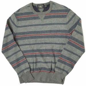 RRL ダブルアールエル STRIPE FLEECE PULLOVER 両Vボーダーフリース 782567220001 XS グレー Double RL スウェット プルオーバー g11877