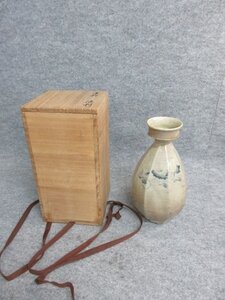 李朝 面取り 徳利 [B26266] 高さ26.5cm 直径13cm 箱入り アンティーク 酒器 古玩 古美術