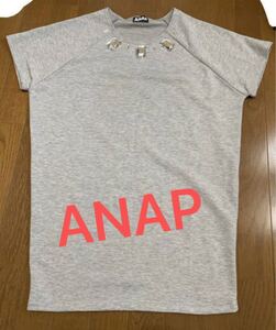 ANAP アナップ 大きめビジュー ストーントレーナーカットソーグレー 灰 フリーサイズ　 半袖 Tシャツ