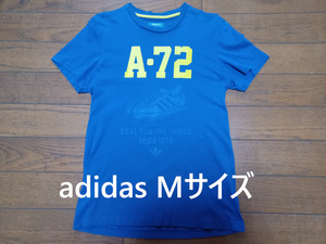 adidas　Tシャツ　Mサイズ　スニーカーイラスト　ブルー　送230円可能