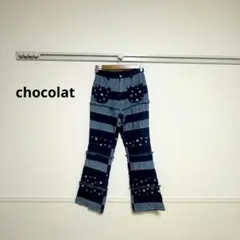 chocolat ショコラ 星柄 デニム パンツ ジーンズ ボトムス 青 ブルー