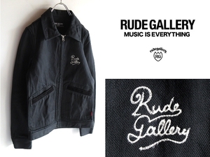 RUDE GALLERY ルードギャラリー TYPE-3 DENIM JACKET ロゴ刺繍 赤タブ スエードレザーポケット ブラックデニムジャケット ブルゾン 2 黒