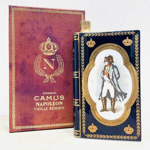 ☆知名度No.1のコニャックといえばこれ！未開栓 CAMUS カミュ NAPOLEON ナポレオン ブック 陶器ボトル 青 ブランデー 箱付【B17015KM】