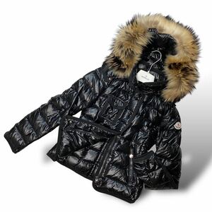 極美品 MONCLER モンクレール ダウンジャケット アルモワーズ レディース アウター ファー ARMOISE MONCLER 黒 ブラック 0 S相当 Aライン