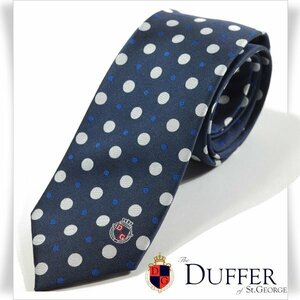 新品1円～★DUFFER ダファー シルク絹100%ネクタイ ドット ネイビー ジョイックスコーポレーション ◆4969◆