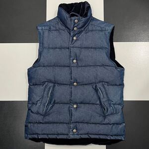 【568】 BLUEBLUE インディゴ デニム 裏 ベロア ダウン ベスト 2 M ブルーブルー indigo denim vest down