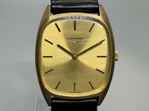 E1★稼動品 LONGINES ロンジン L847.4 ゴールド文字盤 純正尾錠 スイス製 手巻き メンズ腕時計 現状品