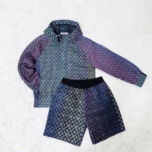 個性EU製＆定価7万◆UABONI*Paris*日焼け防止上下セット*ユアボニ◆グラデーション 透かし彫り UVカット ジャケット ショートパンツ XL/50