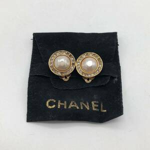 CHANEL シャネル イヤリング フェイクパール ゴールド ストーン アクセサリー ※刻印潰れ P2089