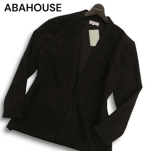 【新品 未使用】 ABAHOUSE アバハウス 秋冬 フェイク スウェード★ ノーカラー カーディガン 羽織り Sz.46　メンズ 黒　C4T08118_9#N