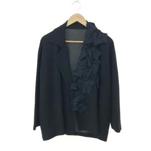 ◆YOHJI YAMAMOTO ヨウジヤマモト デザインジャケット サイズ:2◆FD-T36-252 ブラック テンセル混 レディース フリル アウター