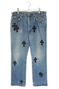 クロムハーツ デニムパンツ U VNTG JEAN BLU/ORNG TAB サイズ:33インチ クロスパッチ付きウォッシュドデニムパンツ 中古 SJ02