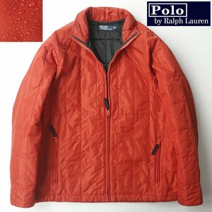 美品 Polo by Ralph Lauren ラルフローレン 撥水加工 アクリルコーティング ナイロンツイル キルティングジャケット レスキューオレンジ L