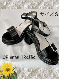 低身長にオススメ【美品】ORiental TRafficレディースサンダル/黒 サイズ22〜22.5cm │ 厚底サンダル／高ヒールサンダル