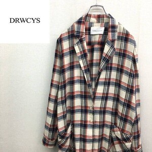 EZ3171●DRWCYS NUMBER STANDARD リネン混 ロングシャツ カーディガン●1●マルチ チェック ベルト欠品