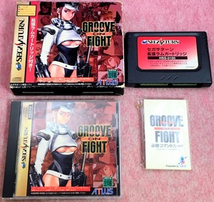 送600円～ 希少品☆セガサターン「Groove on Fight 豪血寺一族 3 拡張ラムカードリッジ & 必勝コマンドカード」セット アーケード アトラス