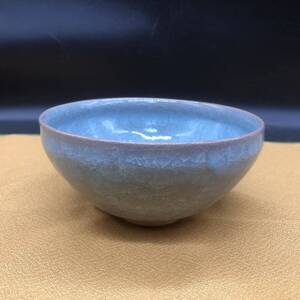 青磁 氷裂貫入釉 氷裂花文 茶碗 茶道具 抹茶碗 硝子釉 古美術 ア11-9