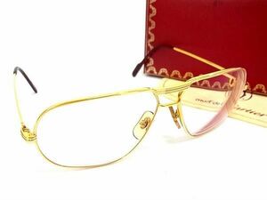 1円 ■美品■ Cartier カルティエ 59□12 135 トリニティ 度入り メガネ 眼鏡 メンズ レディース ゴールド系 FC9030