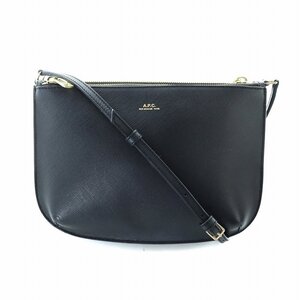 アーペーセー A.P.C. SAC SARAH ショルダー バッグ レザー ロゴ ゴールド金具 黒 ブラック ■GY18 /MQ レディース