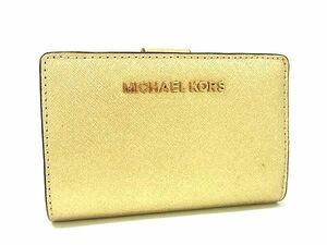 ■極美品■ MICHAEL KORS マイケルコース レザー 二つ折り 財布 ウォレット 札入れ 小銭入れ レディース ゴールド系 DE7235