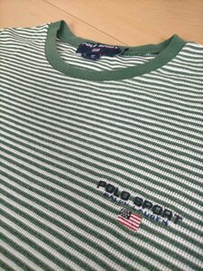 状態良好 ビッグサイズ 90s ビンテージ POLO SPORT ラルフローレン ポロスポーツ USA星条旗 ボーダー 鹿の子Tシャツ XL