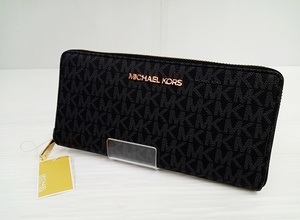 下松)【未使用品】MICHAEL KORS マイケルコース MK柄 ラウンドファスナー 長財布 ウォレット ◆N2501032 NA15A