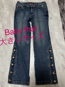 Babyphat ベイビーファット　猫　ねこ デニム 長ズボン ジーンズ ジーパン　ストレッチフレア パンツ レディース サイズ20　大きいサイズ