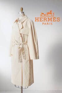 HERMES エルメス シルク コットン トレンチコート size 40 1218