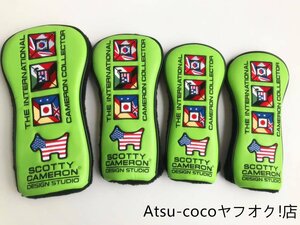 スコッティキャメロン★ウッド用カバー1W・3W・2UT 4点セット★緑COW