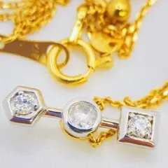 ❤️人気k18 ✨ダイヤ0.08ct✨スライドアジャスター付18金45㎝ネックレス