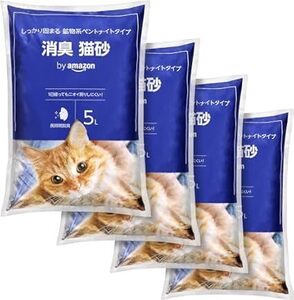 鉱物 by Amazon 消臭猫砂 鉱物 (段ボール包装) 無香猫用 5L×4袋 (Wag