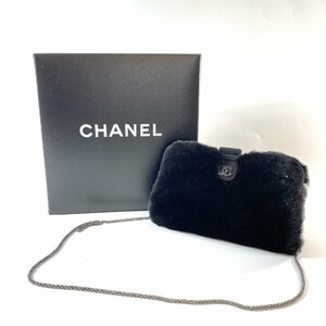 【中古】美品 シャネル CHANEL レディース がま口 ファー チェーン ココマーク ショルダーバッグ　斜めがけ　クロスボディ