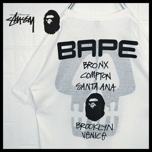 《A BATHING APE》STUSSY　即完売 限定コラボ　ワールドツアーT