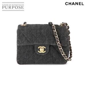 シャネル CHANEL ミニ マトラッセ チェーン ショルダー バッグ デニム ブラック A01115 ゴールド 金具 Mini Matelasse Bag 90231307