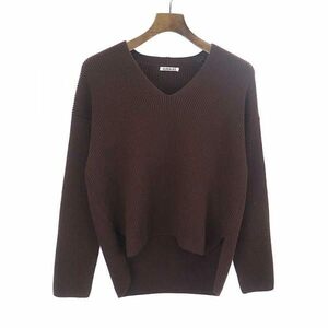 AURALEE オーラリー 18AW SUPER FINE WOOL RIB KNIT V NEC ニット ブラウン 0 IT4KPQO882JS