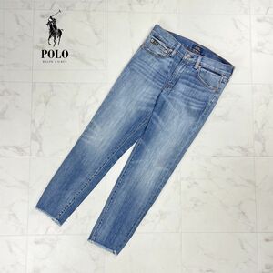 美品 POLO RALPH LAUREN ポロラルフローレン TOMPKINS SKINNY カットオフ クロップドデニムパンツ レディース インディゴ サイズ28*PC309