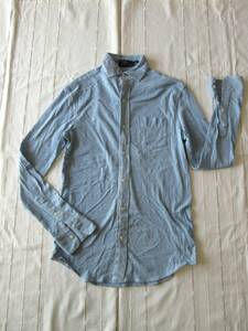 POLO Ralph Lauren ポロラルフローレン XS 165/88A 柔らかい綿素材 長袖シャツ デニム色 淡いくすみブルー