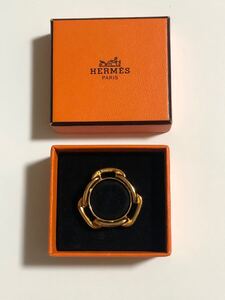 超美品 HERMES シェーヌダンクル スカーフリング エルメス アクセサリー ゴールドカラー スカーフ 留め 箱 専用BOX 付属