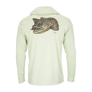 SIMMS TECH HOODY ARTIST SERIES BROWN TROUT/ LIGHT GREEN US-M