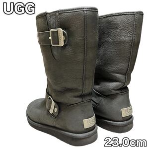 UGG ブーツ SUTTER サッター レザー ムートンブーツ ブラック ショートブーツ エンジニアブーツ 靴 黒 BLACK