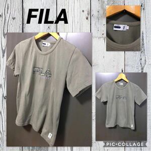 ◆FILA フィラ 半袖 カットソー Tシャツ プリント 迷彩 ストレッチ効 レディースL （M～L）日本製 美品 