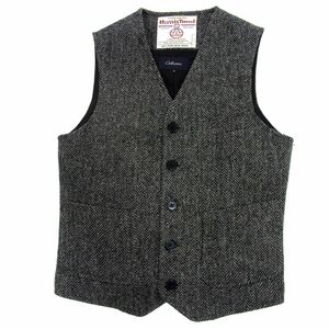 美品■HARRIS TWEED×Collective ツイードベスト ジレ ヘリンボーン メンズ 秋物 ハリスツイード コレクティブ 1円スタート