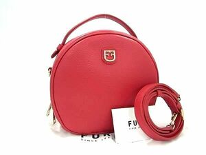 1円 ■新品■未使用■ FURLA フルラ ドッティ レザー 2WAY クロスボディ ハンドバッグ ショルダー 斜め掛け レディース レッド系 FA8943