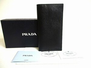 【希少】 【未使用保管品】 プラダ PRADA サフィアーノ レザー 札入れ 長財布 カード入れ チェックブック ケース メンズ