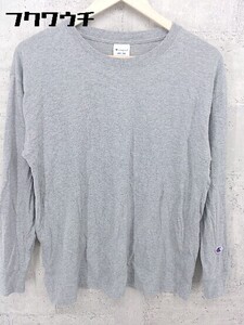 ◇ Champion チャンピオン 無地 長袖 Tシャツ カットソー サイズM グレー メンズ