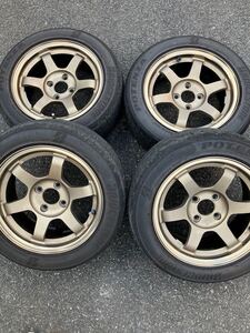 14×6.5J ET＋15 PCD100 4穴 TE37 レイズ　185/55/14 RE-71RS ロードスター　シビック　フィット　ゴルフ　など