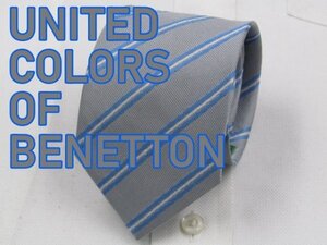 【ユナイテッドカラーズオブベネトン】 AB 371 UNITED COLORS OF BENETTON ネクタイ グレー系 ストライプ ジャガード