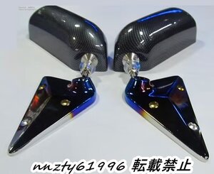 汎用カーボン柄レーシングミラー/軽量ブルーレンズGTバックミラー JDM USDM JZX100 JZX90/S13 S14 S15 シルビア180SX 86BRZ等にドリ車BNR