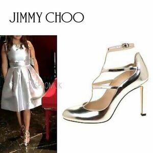 限定1点のみ JimmyChoo Doll 100 メタリックゴールド パンプス ジミーチュウ パーティ 結婚式 37 24cm フォーマル